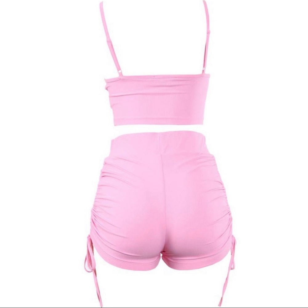 Pink Ruched Short Workout - Picture 2 of 3